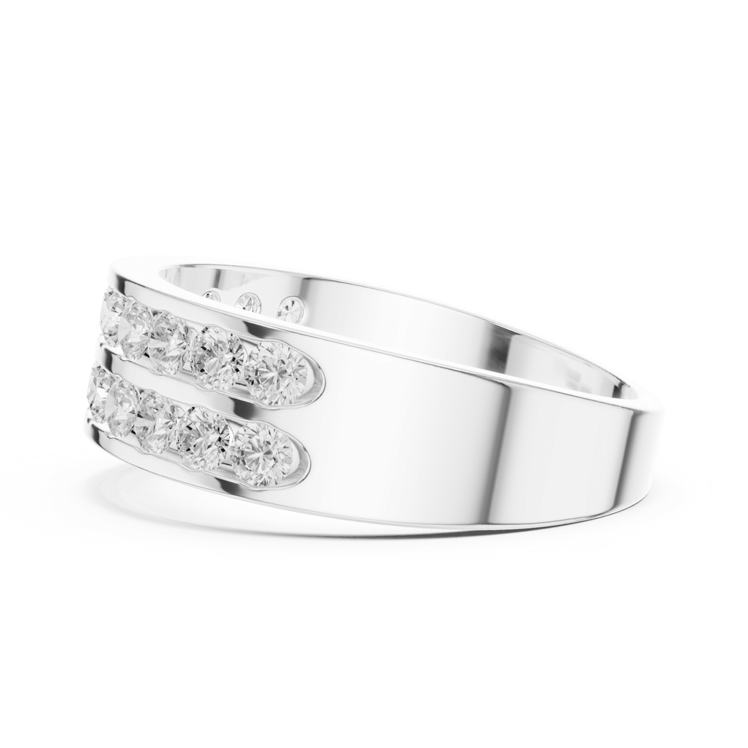 Double Row Round 1.3 ctw Diamond Men's Band - B1130 in Wedding Bands by 18 KARATS INC.