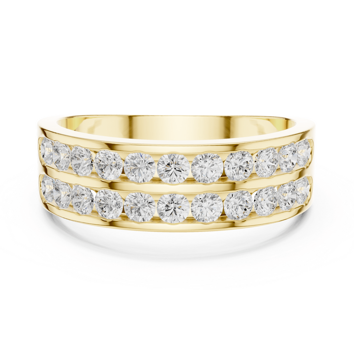 Double Row Round 1.3 ctw Diamond Men's Band - B1130 in Wedding Bands by 18 KARATS INC.