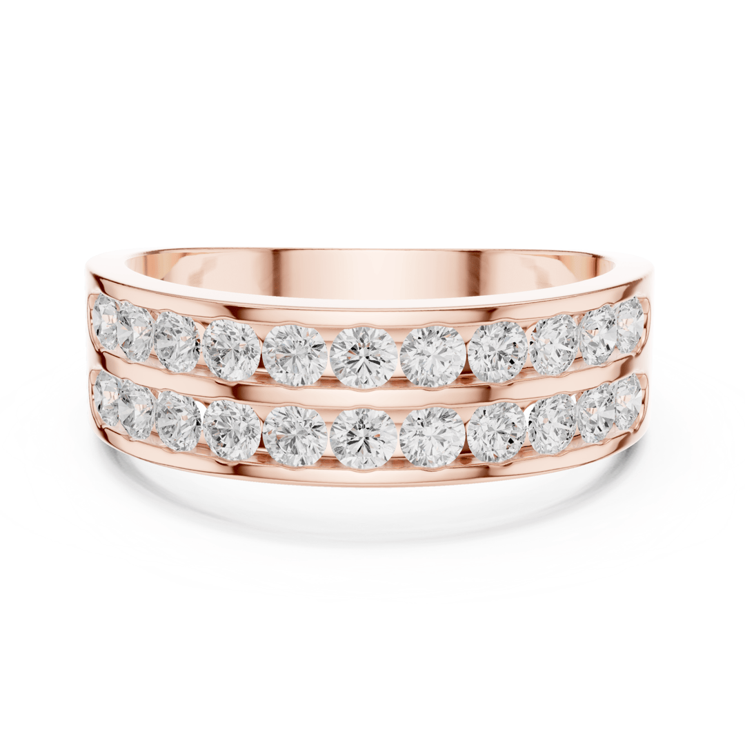 Double Row Round 1.3 ctw Diamond Men's Band - B1130 in Wedding Bands by 18 KARATS INC.