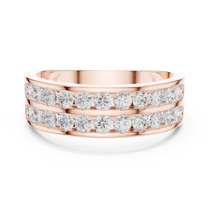Double Row Round 1.3 ctw Diamond Men's Band - B1130 in Wedding Bands by 18 KARATS INC.