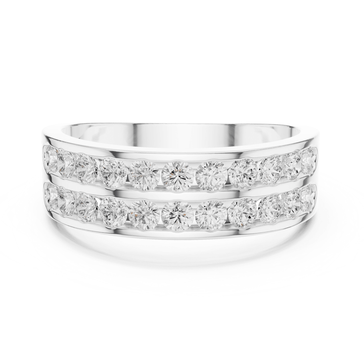 Double Row Round 1.3 ctw Diamond Men's Band - B1130 in Wedding Bands by 18 KARATS INC.