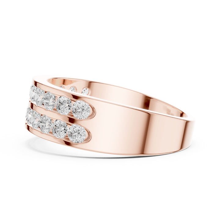 Double Row Round 1.3 ctw Diamond Men's Band - B1130 in Wedding Bands by 18 KARATS INC.