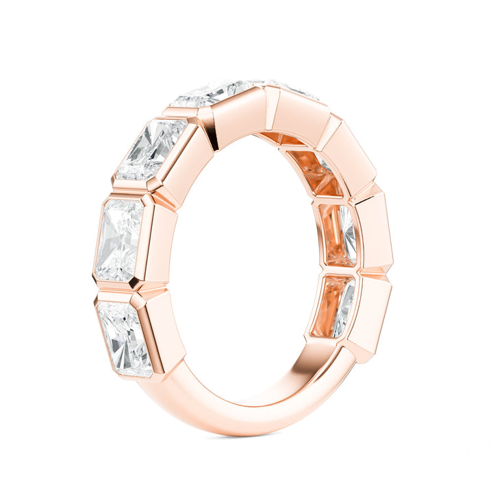 Eight Stone Radiant Bezel Lab Diamond Band in Wedding Bands by 18 KARATS INC.