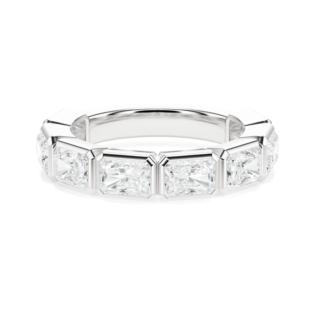 Eight Stone Radiant Bezel Lab Diamond Band in Wedding Bands by 18 KARATS INC.