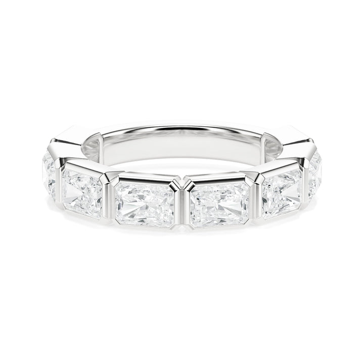 Eight Stone Radiant Bezel Lab Diamond Band in Wedding Bands by 18 KARATS INC.