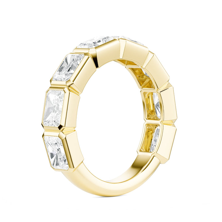 Eight Stone Radiant Bezel Lab Diamond Band in Wedding Bands by 18 KARATS INC.