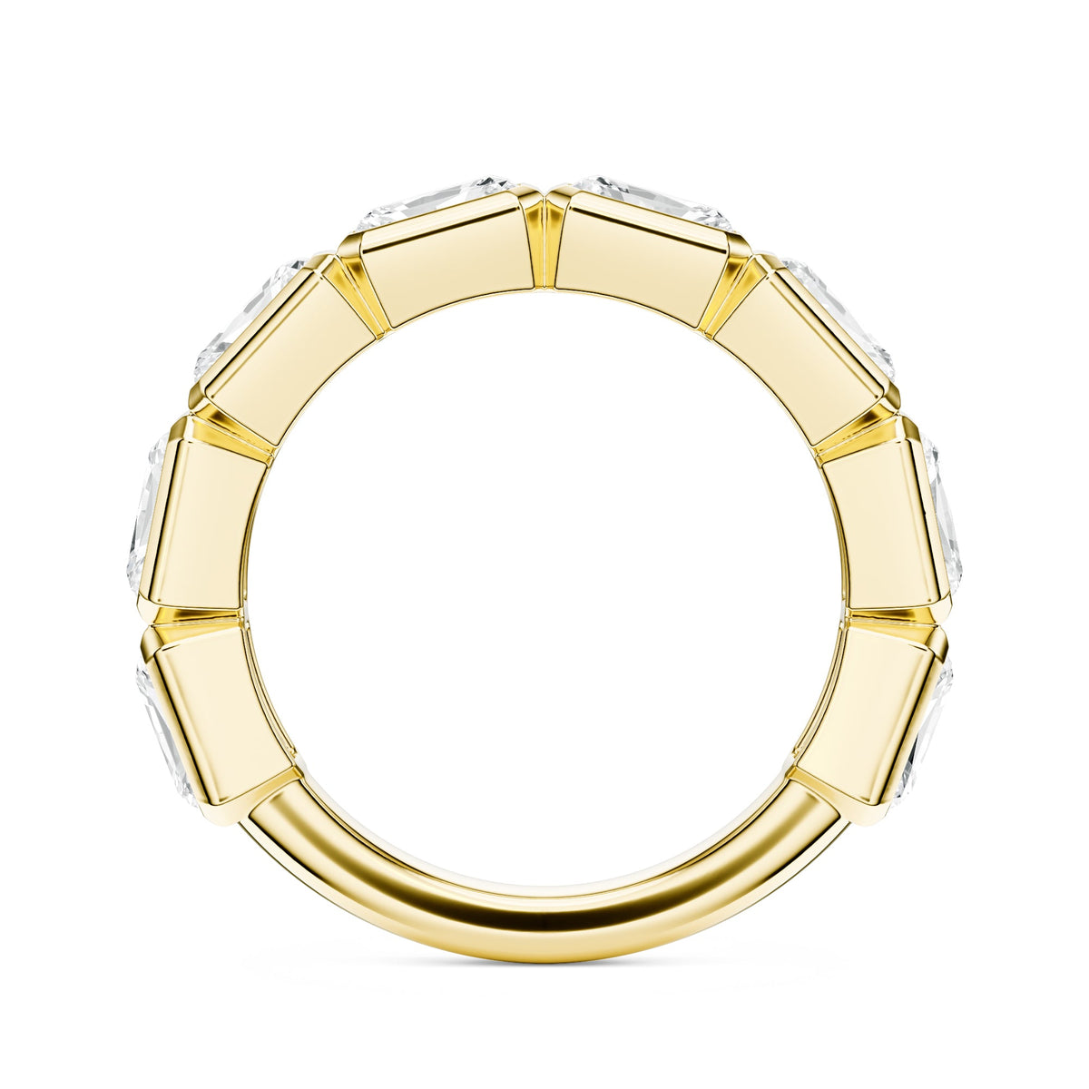 Eight Stone Radiant Bezel Lab Diamond Band in Wedding Bands by 18 KARATS INC.