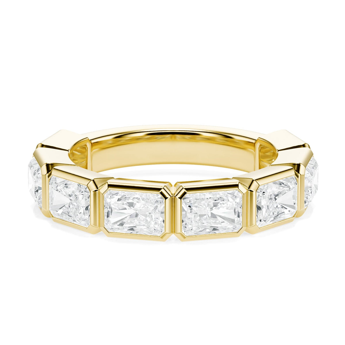 Eight Stone Radiant Bezel Lab Diamond Band in Wedding Bands by 18 KARATS INC.