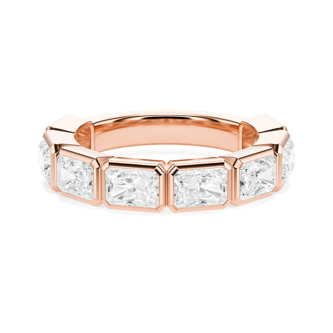 Eight Stone Radiant Bezel Lab Diamond Band in Wedding Bands by 18 KARATS INC.