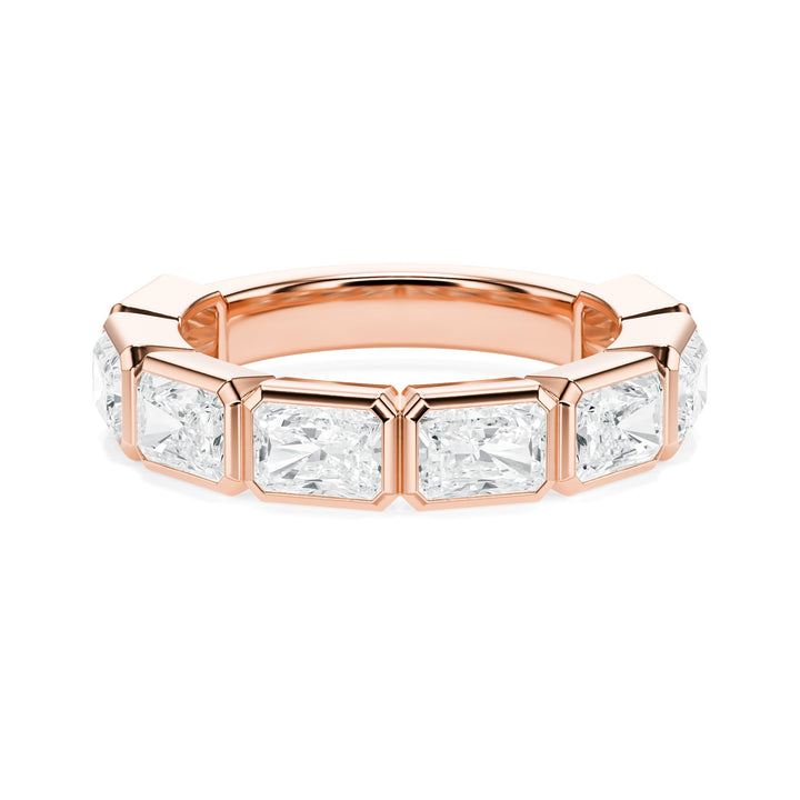 Eight Stone Radiant Bezel Lab Diamond Band in Wedding Bands by 18 KARATS INC.
