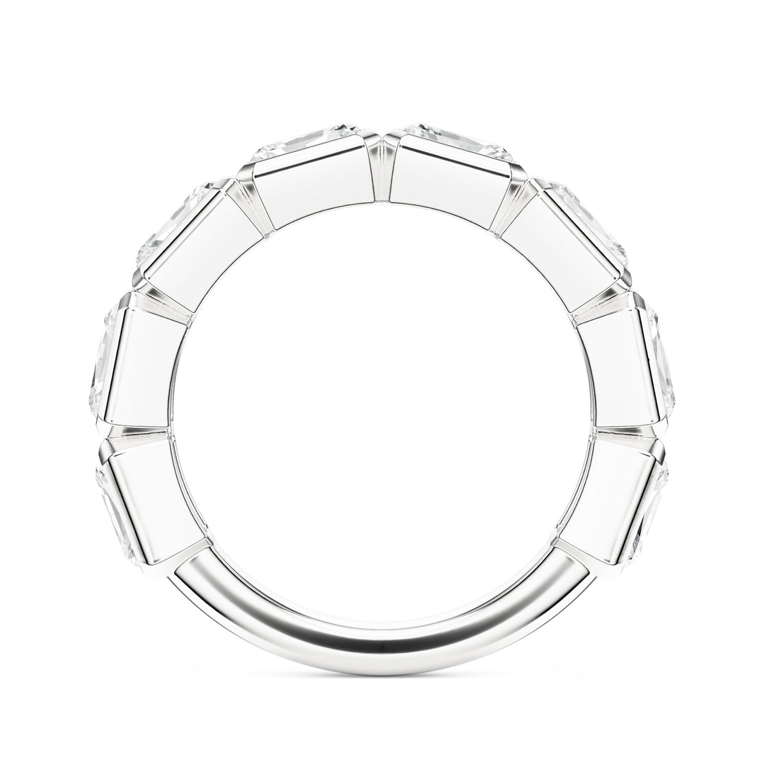 Eight Stone Radiant Bezel Lab Diamond Band in Wedding Bands by 18 KARATS INC.