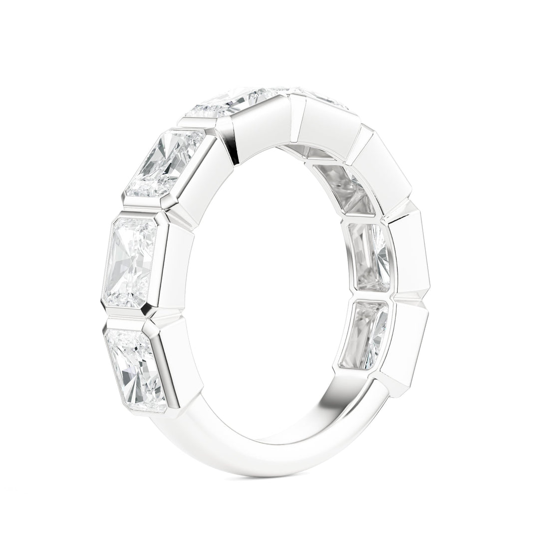 Eight Stone Radiant Bezel Lab Diamond Band in Wedding Bands by 18 KARATS INC.