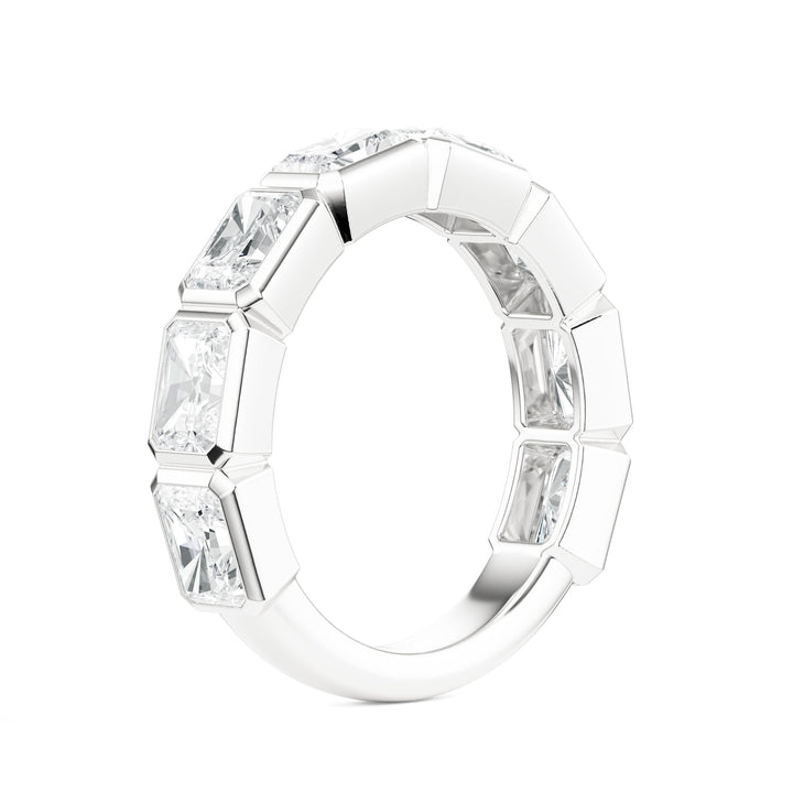 Eight Stone Radiant Bezel Lab Diamond Band in Wedding Bands by 18 KARATS INC.