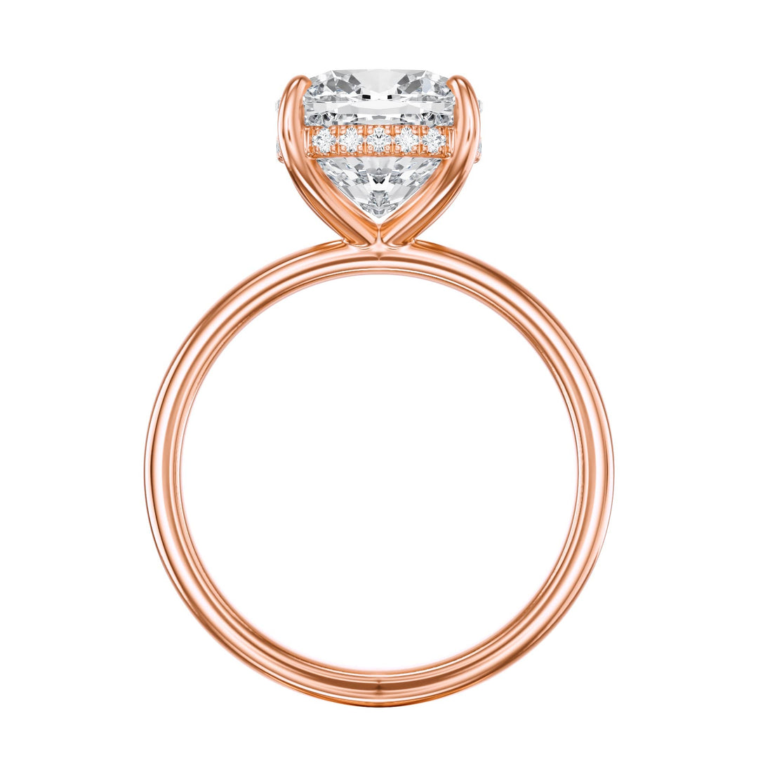 Elara Hidden Halo Cushion Diamond Engagement Ring - R1087 in Ring by 18 KARATS INC.
