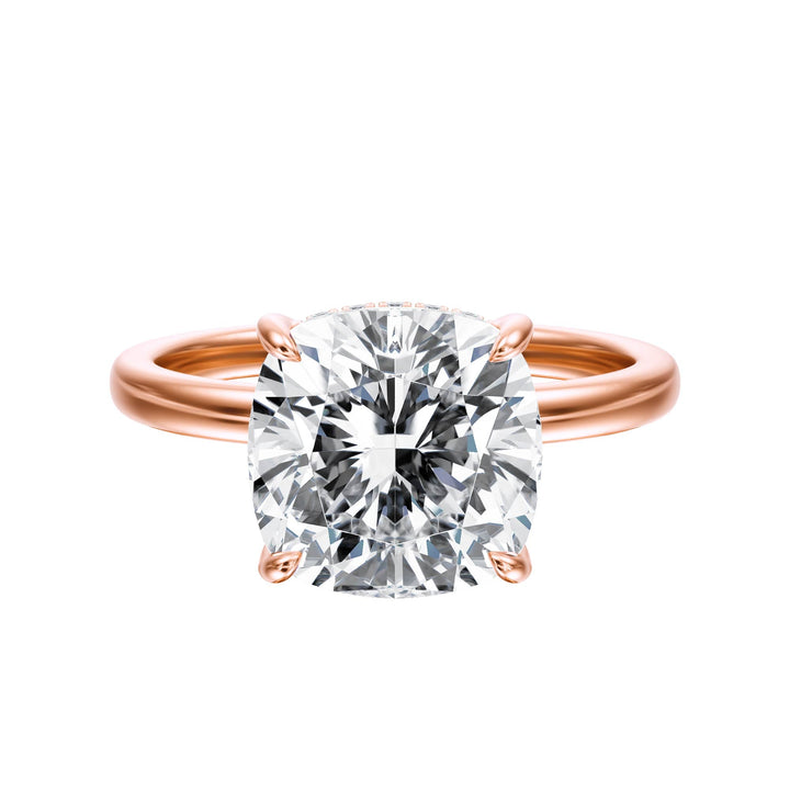 Elara Hidden Halo Cushion Diamond Engagement Ring - R1087 in Ring by 18 KARATS INC.
