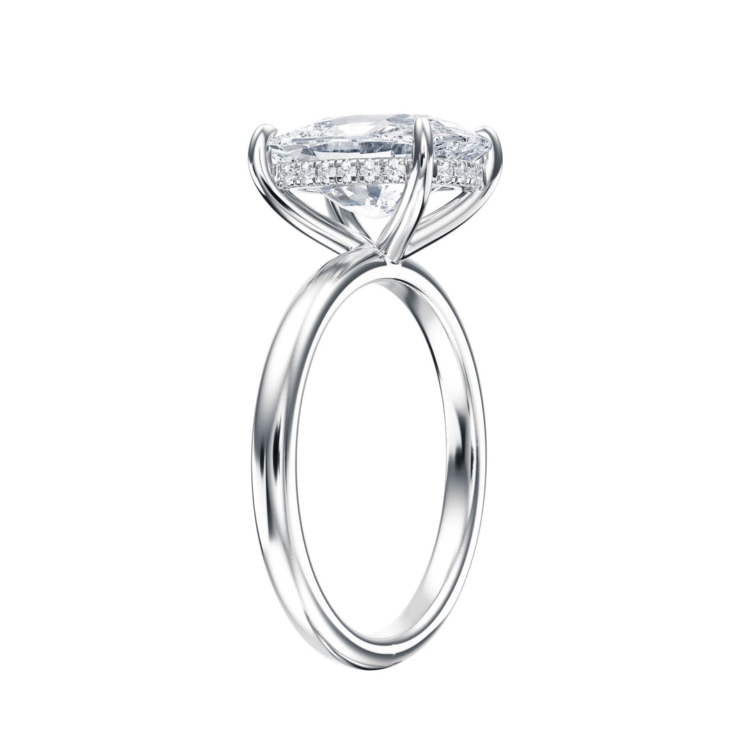 Elara Hidden Halo Elongated Cushion Diamond Engagement Ring - R1086 in Ring by 18 KARATS INC.