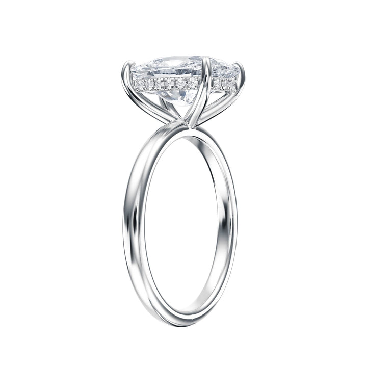 Elara Hidden Halo Elongated Cushion Diamond Engagement Ring - R1086 in Ring by 18 KARATS INC.