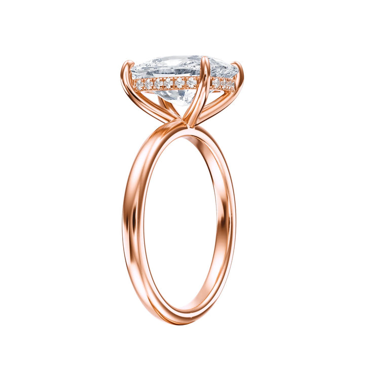 Elara Hidden Halo Elongated Cushion Diamond Engagement Ring - R1086 in Ring by 18 KARATS INC.