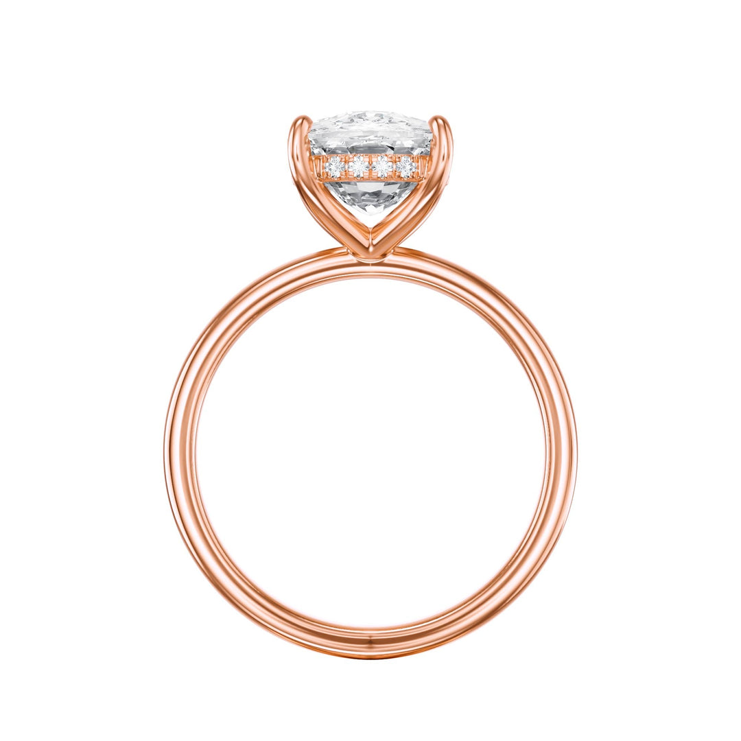 Elara Hidden Halo Elongated Cushion Diamond Engagement Ring - R1086 in Ring by 18 KARATS INC.