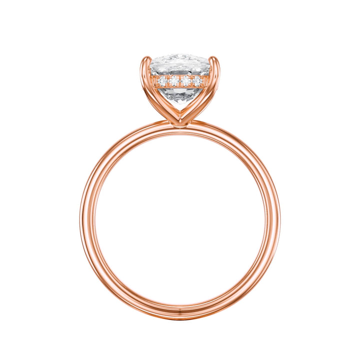 Elara Hidden Halo Elongated Cushion Diamond Engagement Ring - R1086 in Ring by 18 KARATS INC.