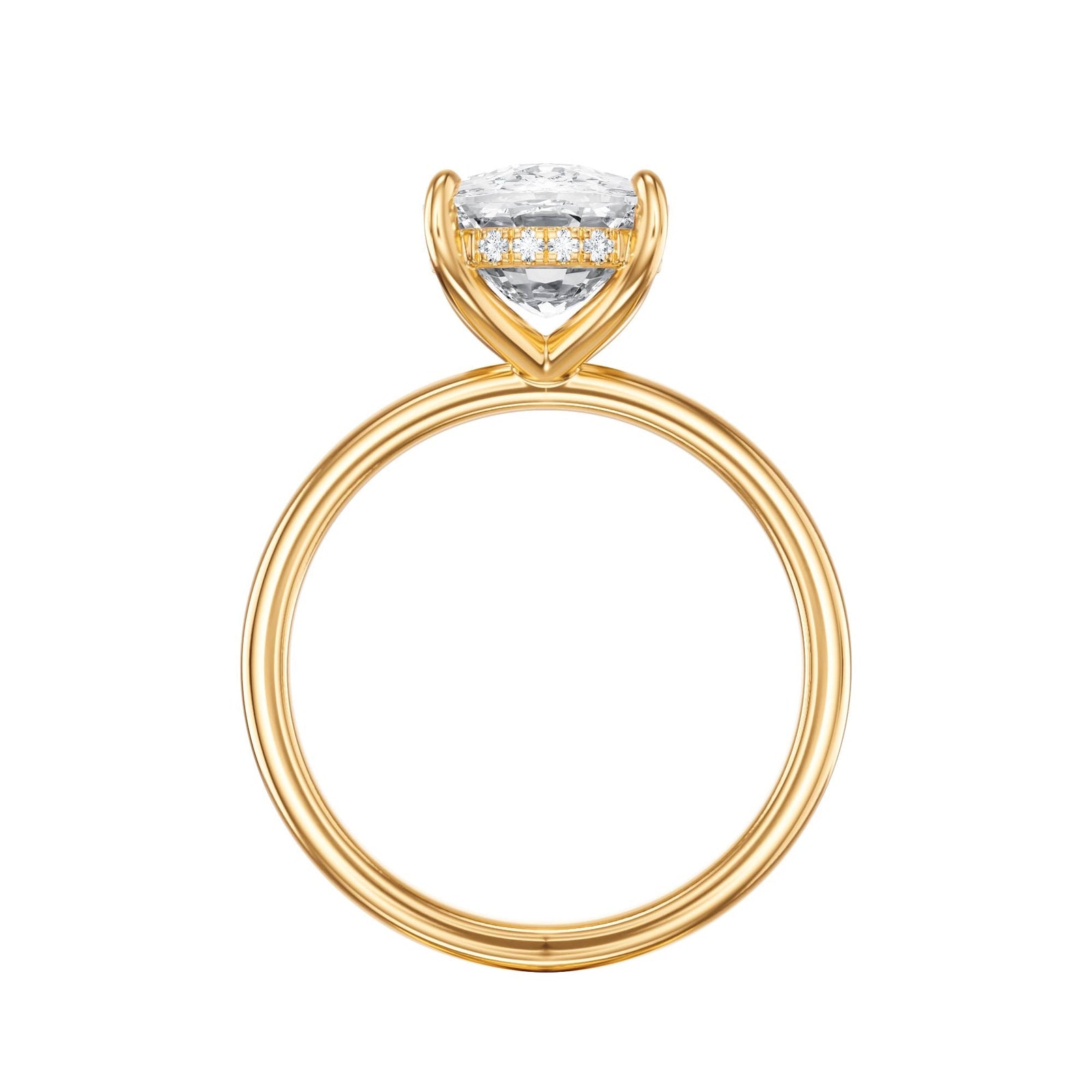 Elara Hidden Halo Elongated Cushion Diamond Engagement Ring - R1086 in Ring by 18 KARATS INC.