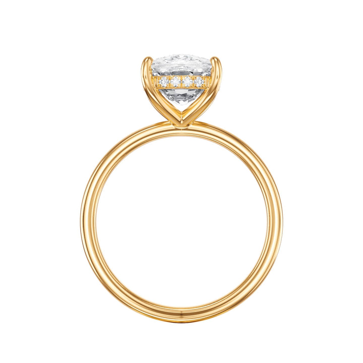 Elara Hidden Halo Elongated Cushion Diamond Engagement Ring - R1086 in Ring by 18 KARATS INC.
