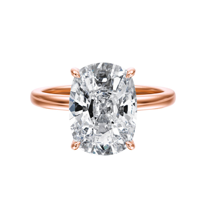 Elara Hidden Halo Elongated Cushion Diamond Engagement Ring - R1086 in Ring by 18 KARATS INC.