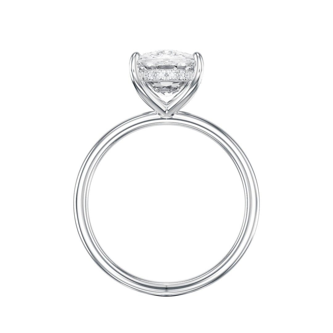 Elara Hidden Halo Elongated Cushion Diamond Engagement Ring - R1086 in Ring by 18 KARATS INC.