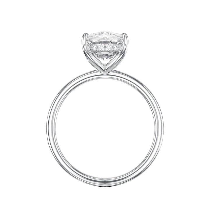 Elara Hidden Halo Elongated Cushion Diamond Engagement Ring - R1086 in Ring by 18 KARATS INC.