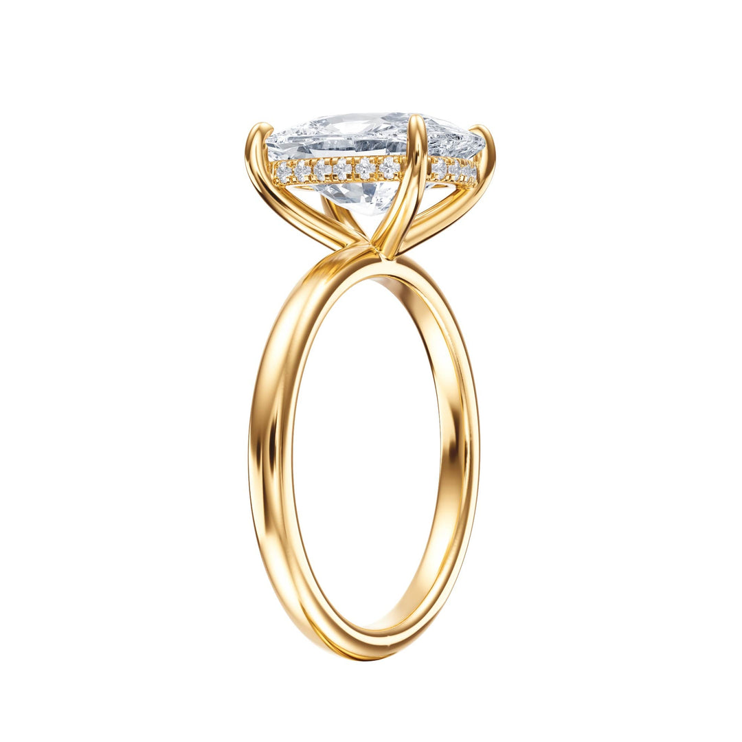 Elara Hidden Halo Elongated Cushion Diamond Engagement Ring - R1086 in Ring by 18 KARATS INC.