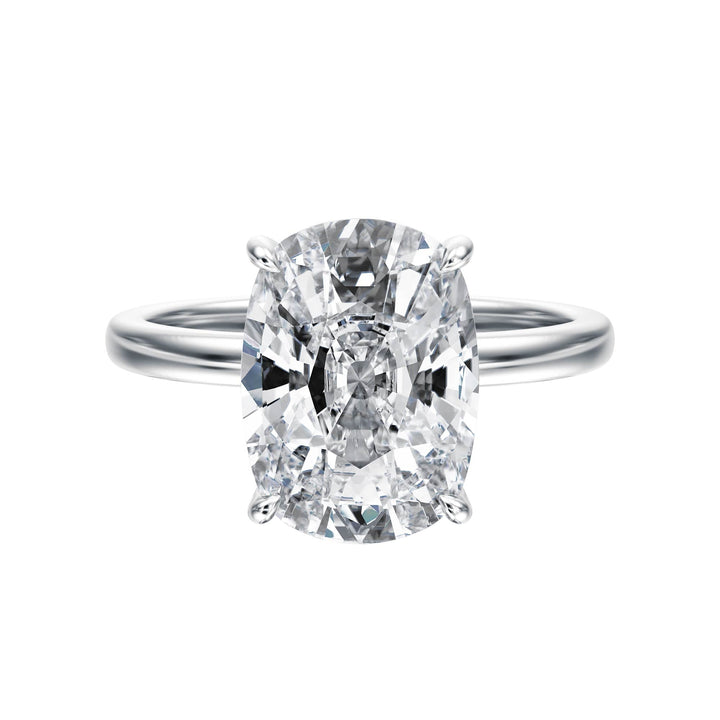 Elara Hidden Halo Elongated Cushion Diamond Engagement Ring - R1086 in Ring by 18 KARATS INC.