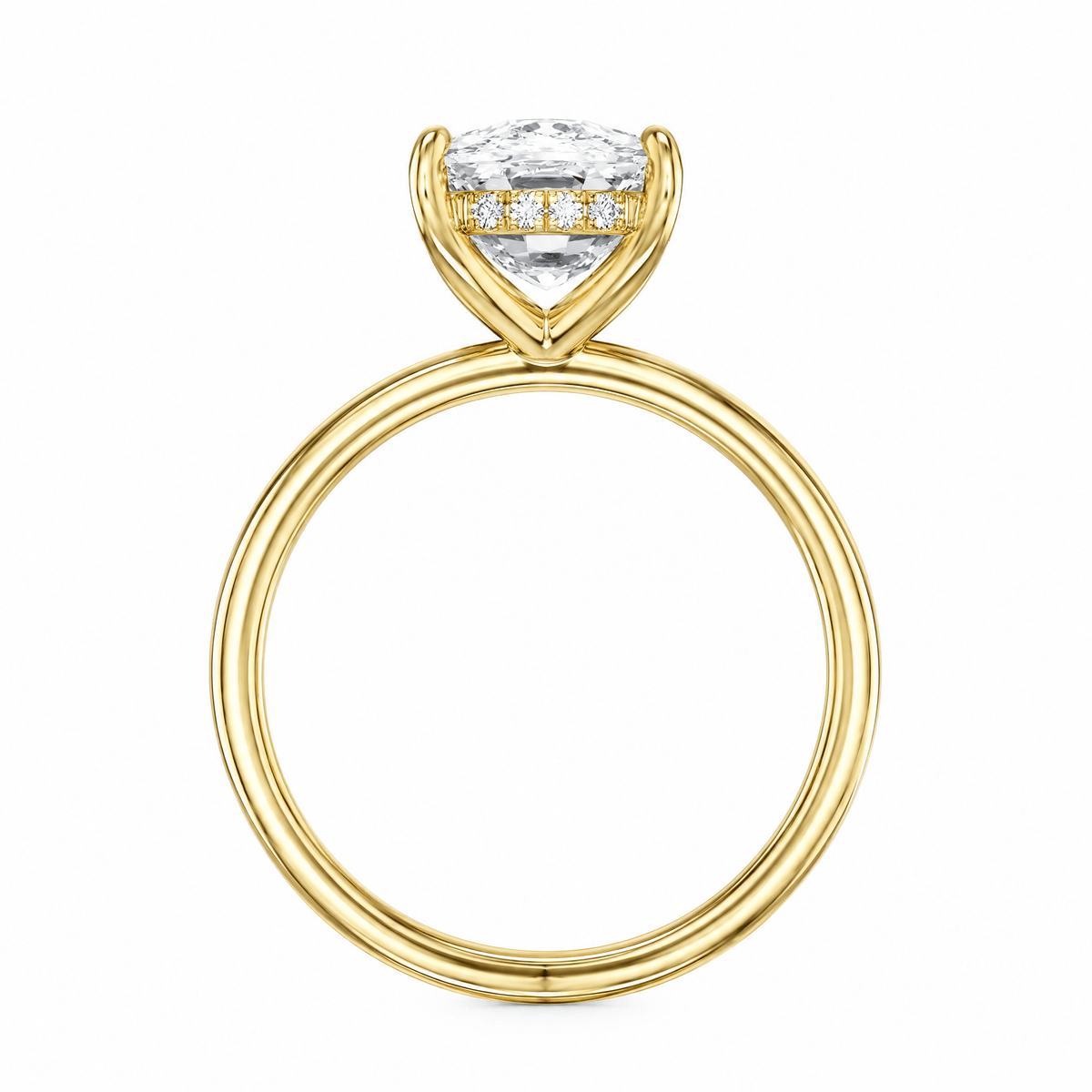 Elara Hidden Halo Elongated Cushion Lab Diamond Engagement Ring in Ready Rings by 18 KARATS INC.