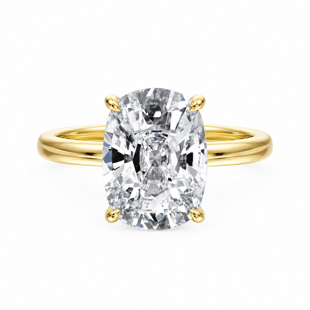 Elara Hidden Halo Elongated Cushion Lab Diamond Engagement Ring in Ready Rings by 18 KARATS INC.