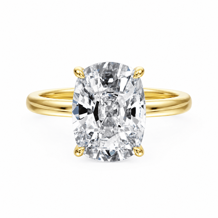 Elara Hidden Halo Elongated Cushion Lab Diamond Engagement Ring in Ready Rings by 18 KARATS INC.