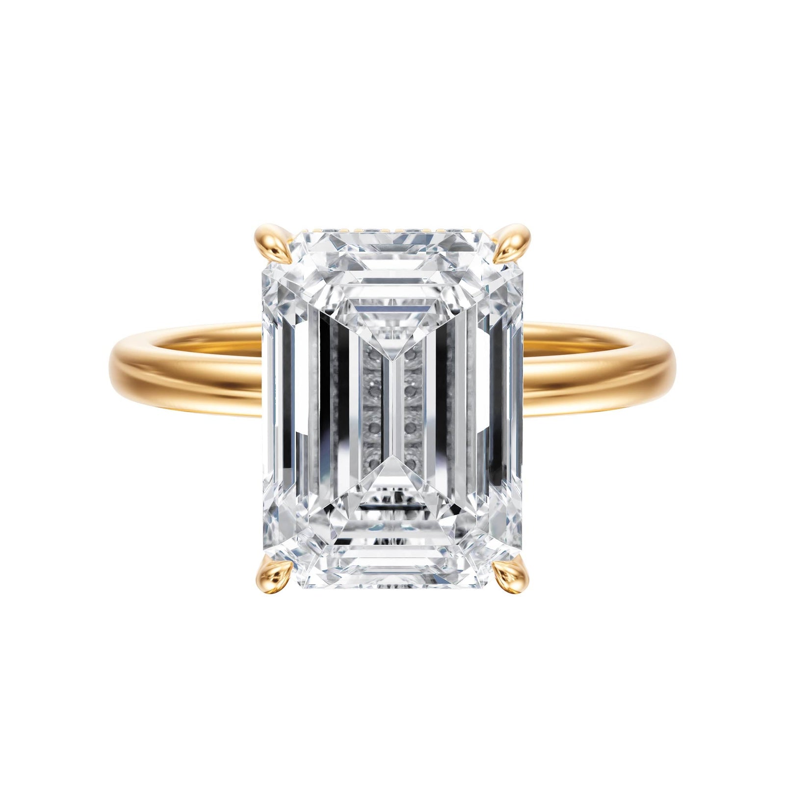 Elara Hidden Halo Emerald Diamond Engagement Ring - R1085 in Ring by 18 KARATS INC.