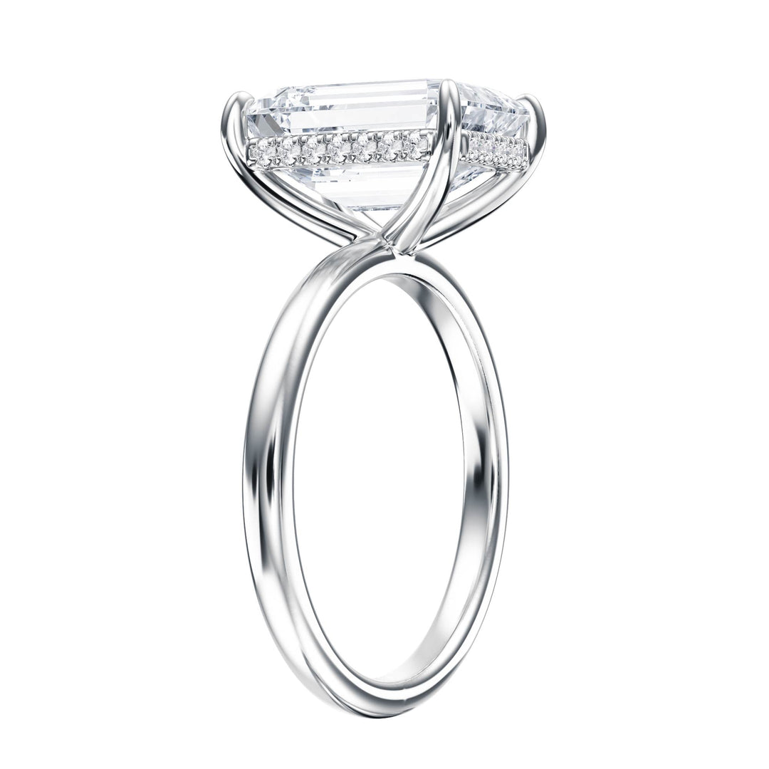 Elara Hidden Halo Emerald Diamond Engagement Ring - R1085 in Ring by 18 KARATS INC.