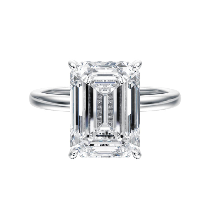 Elara Hidden Halo Emerald Diamond Engagement Ring - R1085 in Ring by 18 KARATS INC.