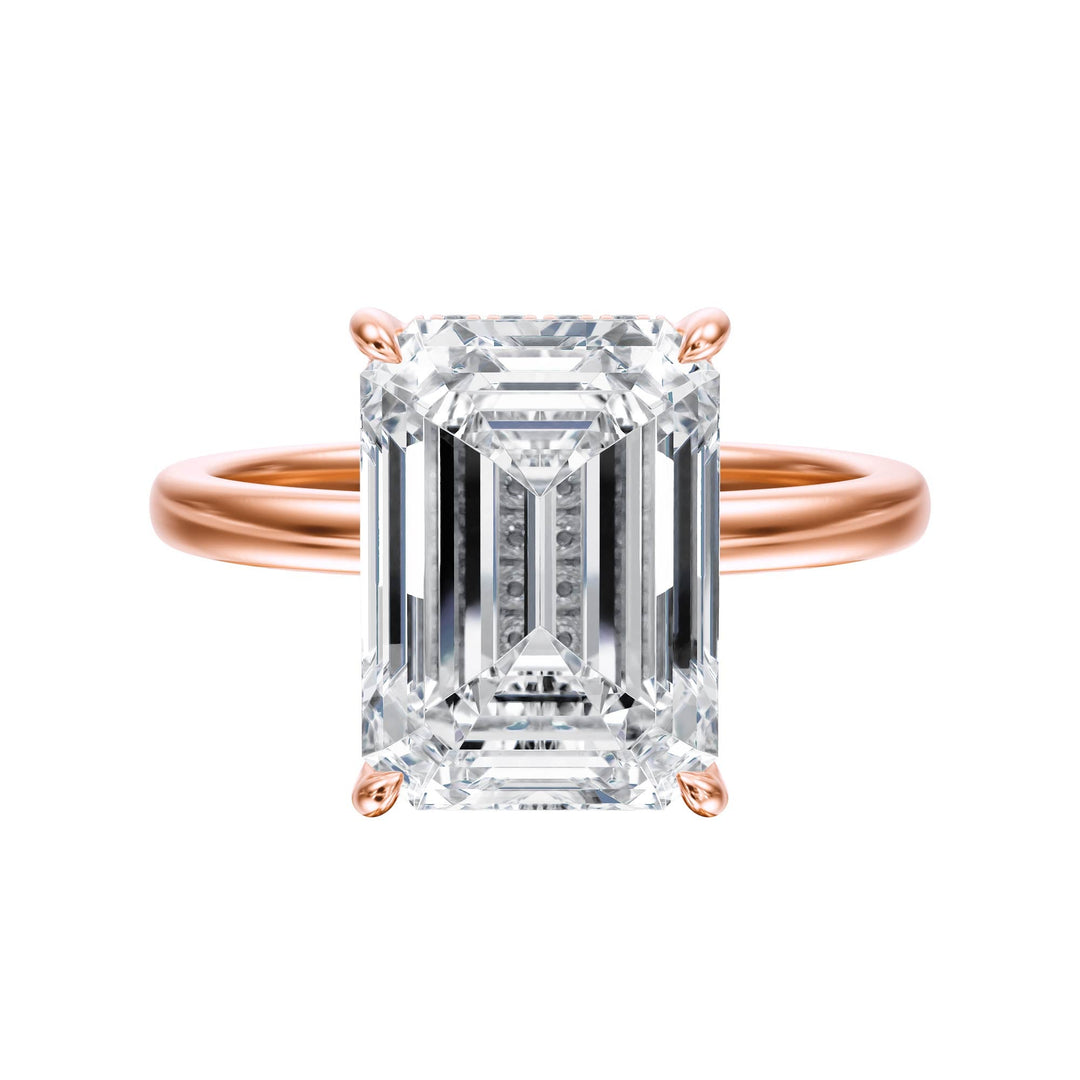 Elara Hidden Halo Emerald Diamond Engagement Ring - R1085 in Ring by 18 KARATS INC.