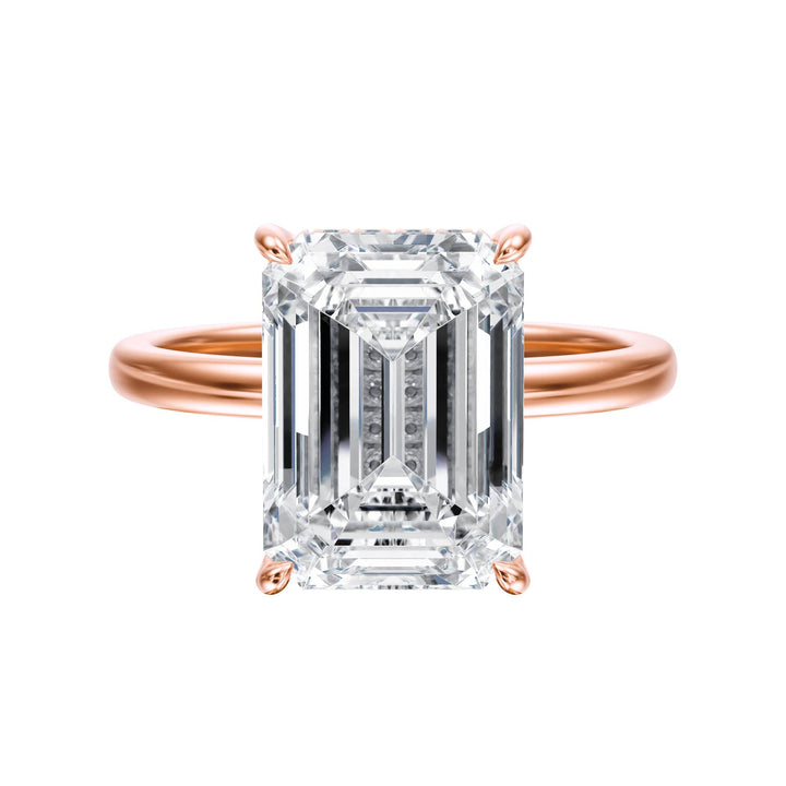 Elara Hidden Halo Emerald Diamond Engagement Ring - R1085 in Ring by 18 KARATS INC.
