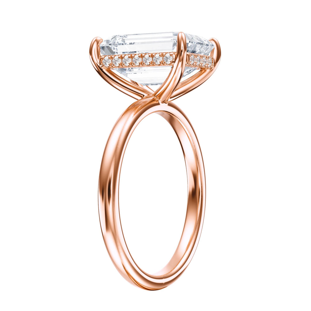 Elara Hidden Halo Emerald Diamond Engagement Ring - R1085 in Ring by 18 KARATS INC.