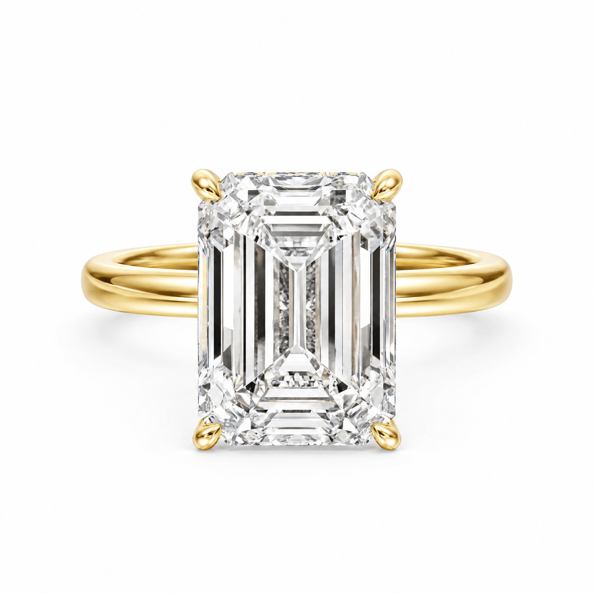 Elara Hidden Halo Emerald Lab Diamond Engagement Ring in Ready Rings by 18 KARATS INC.