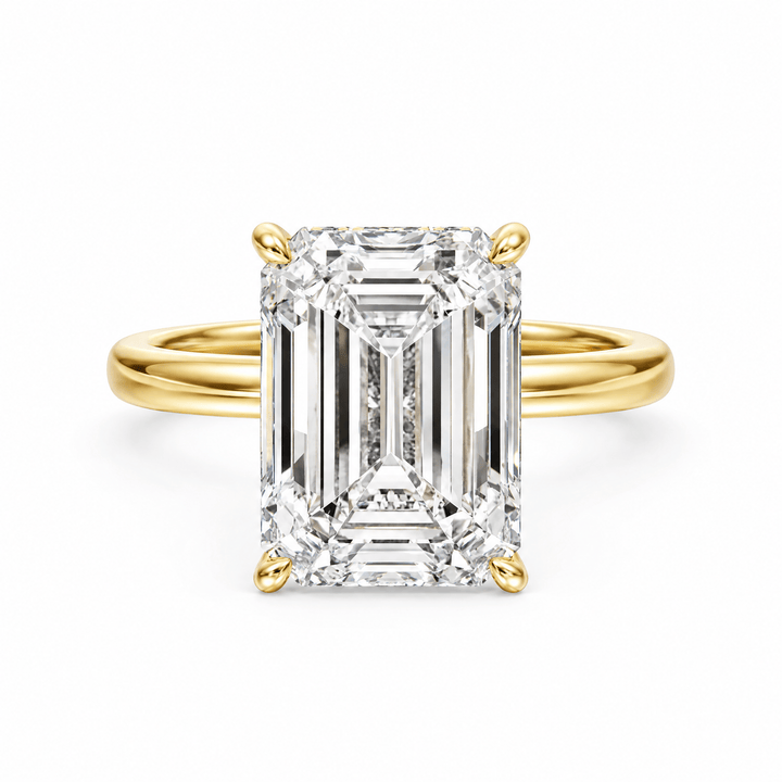 Elara Hidden Halo Emerald Lab Diamond Engagement Ring in Ready Rings by 18 KARATS INC.