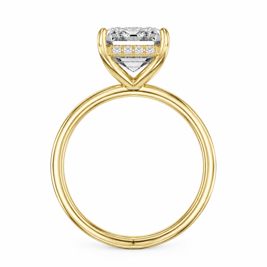 Elara Hidden Halo Emerald Lab Diamond Engagement Ring in Ready Rings by 18 KARATS INC.