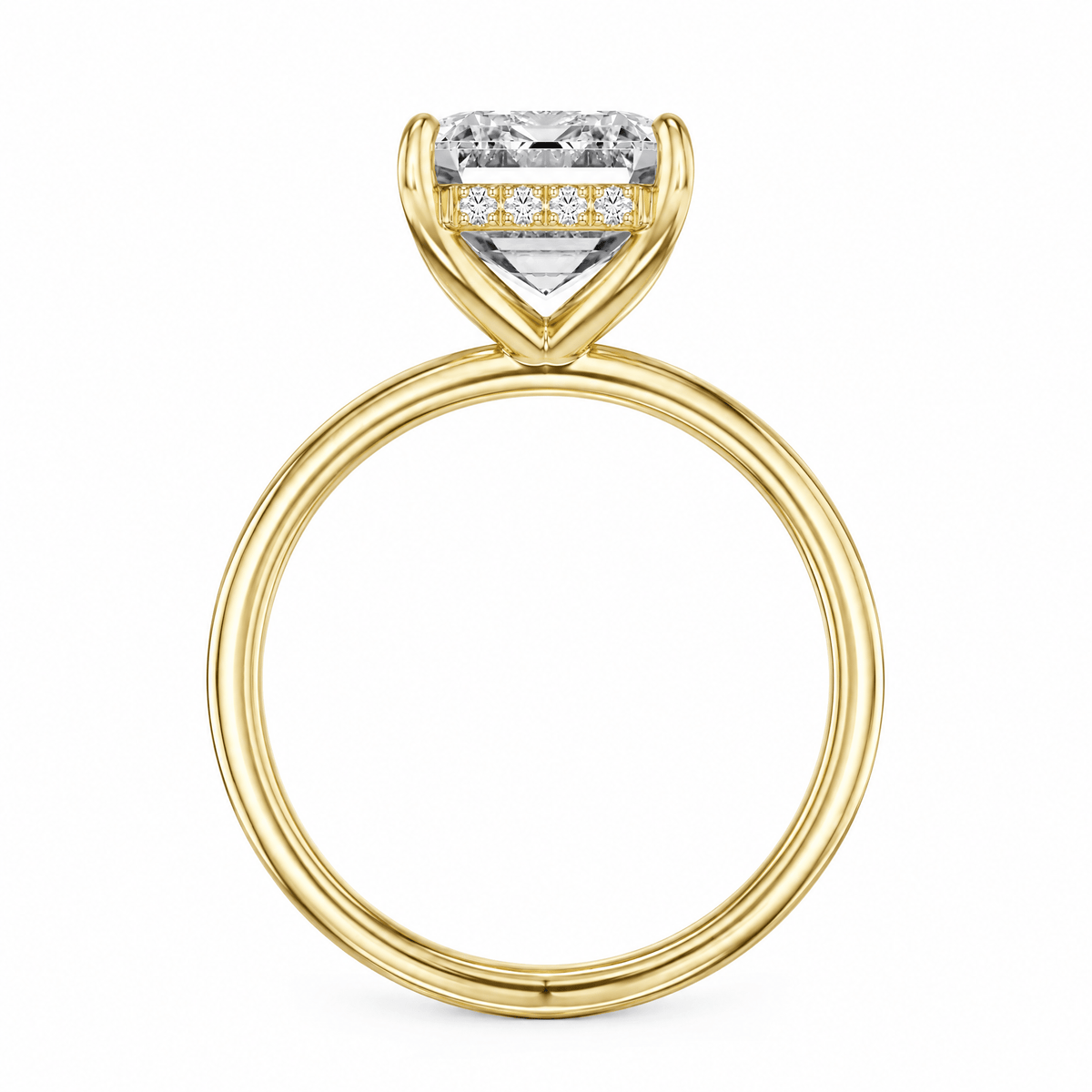 Elara Hidden Halo Emerald Lab Diamond Engagement Ring in Ready Rings by 18 KARATS INC.