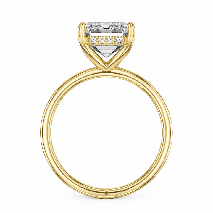 Elara Hidden Halo Emerald Lab Diamond Engagement Ring in Ready Rings by 18 KARATS INC.