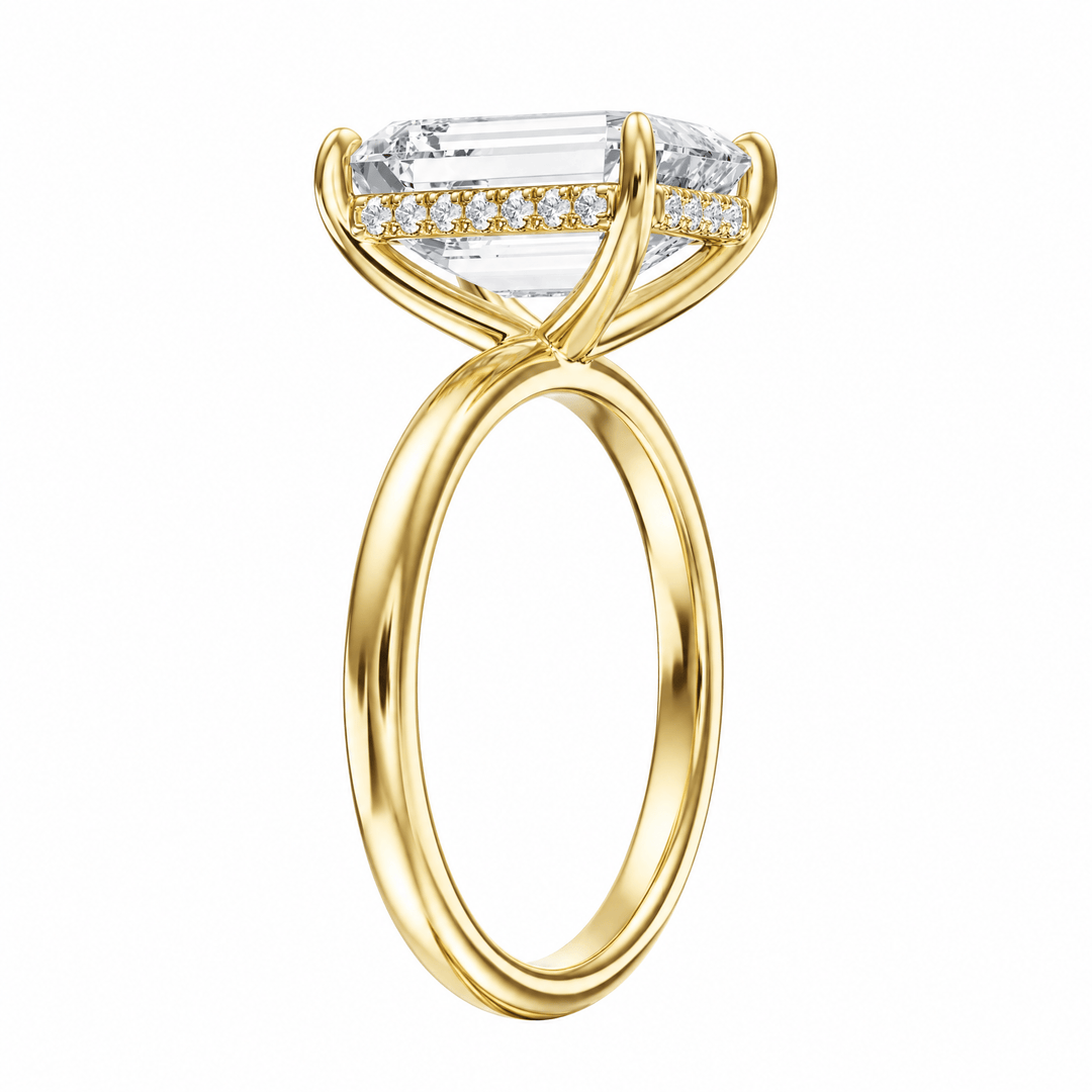Elara Hidden Halo Emerald Lab Diamond Engagement Ring in Ready Rings by 18 KARATS INC.