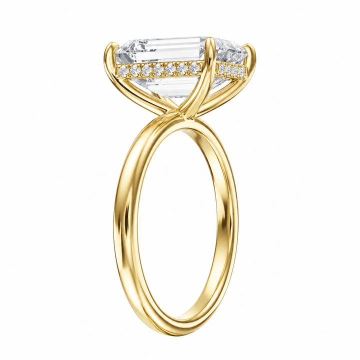 Elara Hidden Halo Emerald Lab Diamond Engagement Ring in Ready Rings by 18 KARATS INC.