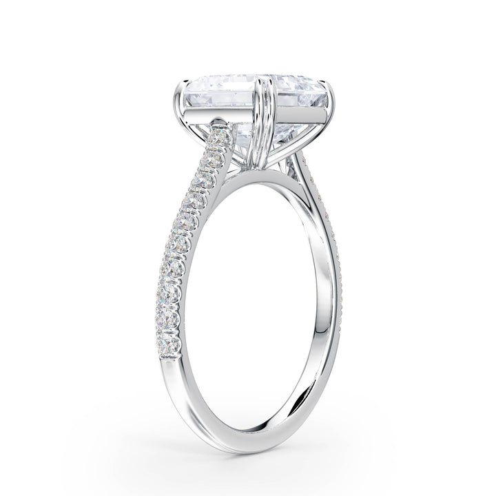 Elevé Asscher Diamond Engagement Ring with Pavé Band - R1205 in Ring by 18 KARATS INC.