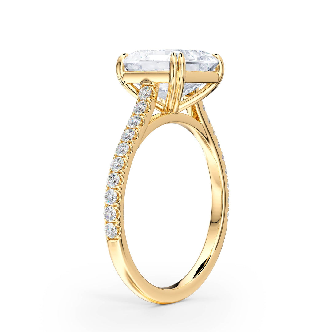 Elevé Asscher Diamond Engagement Ring with Pavé Band - R1205 in Ring by 18 KARATS INC.