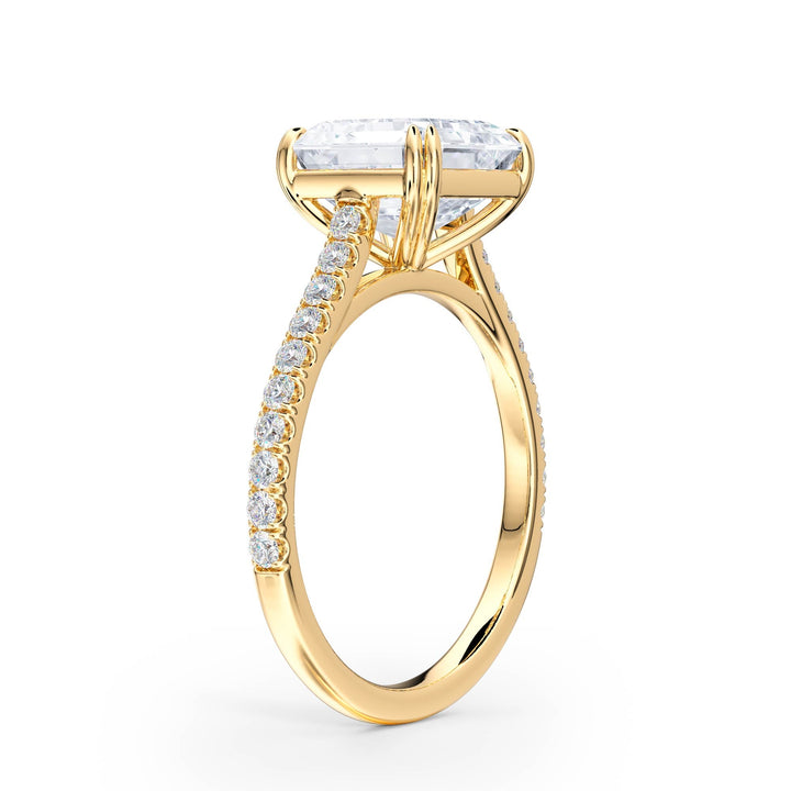 Elevé Asscher Diamond Engagement Ring with Pavé Band - R1205 in Ring by 18 KARATS INC.